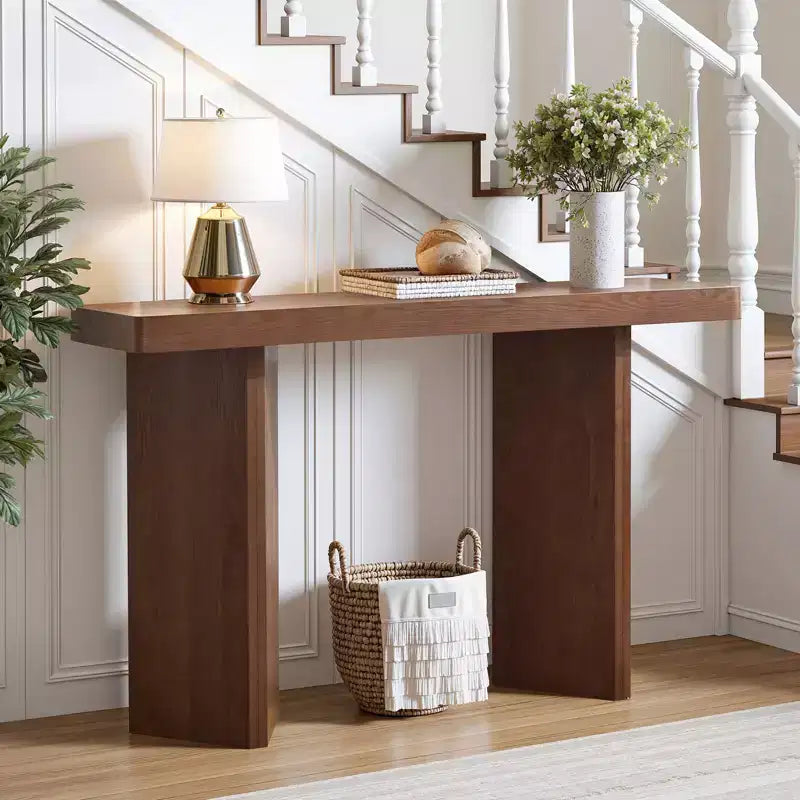 Bekrvio 50 Narrow Console Table, Slim Entryway & Sofa Table with Real Wood Veneer Top, Thickened Sturdy Modern Hallway Console