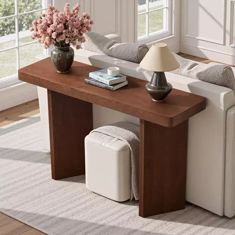 Bekrvio 50 Narrow Console Table, Slim Entryway & Sofa Table with Real Wood Veneer Top, Thickened Sturdy Modern Hallway Console