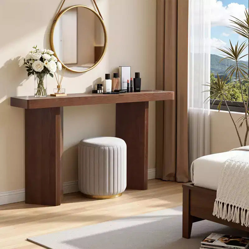 Bekrvio 50 Narrow Console Table, Slim Entryway & Sofa Table with Real Wood Veneer Top, Thickened Sturdy Modern Hallway Console