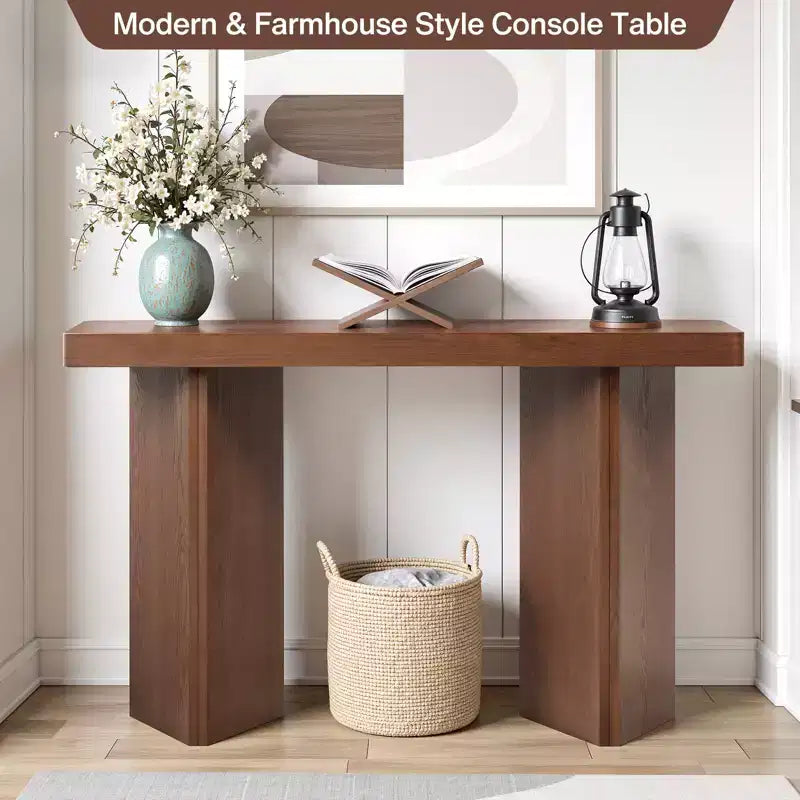 Bekrvio 50 Narrow Console Table, Slim Entryway & Sofa Table with Real Wood Veneer Top, Thickened Sturdy Modern Hallway Console