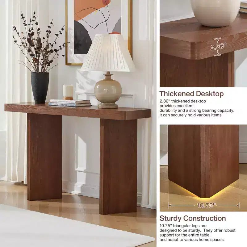 Bekrvio 50 Narrow Console Table, Slim Entryway & Sofa Table with Real Wood Veneer Top, Thickened Sturdy Modern Hallway Console