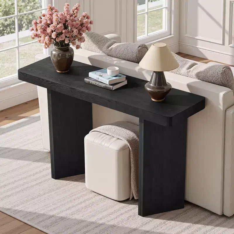 Bekrvio 50 Narrow Console Table, Slim Entryway & Sofa Table with Real Wood Veneer Top, Thickened Sturdy Modern Hallway Console