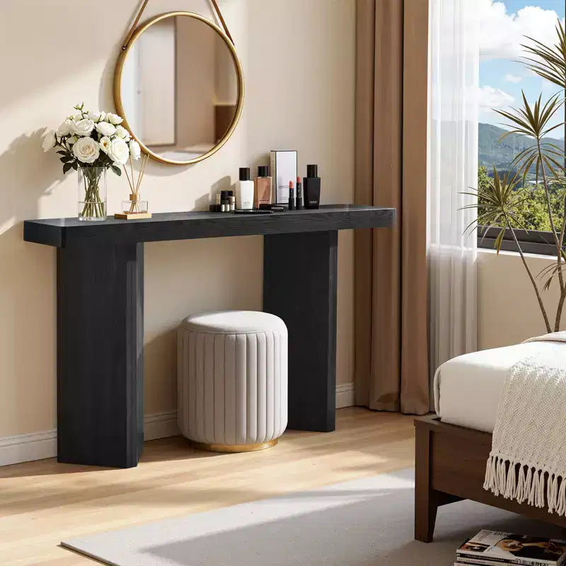 Bekrvio 50 Narrow Console Table, Slim Entryway & Sofa Table with Real Wood Veneer Top, Thickened Sturdy Modern Hallway Console