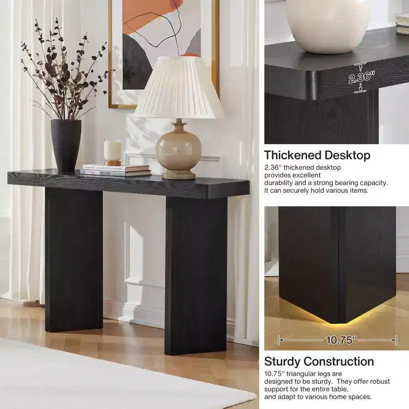 Bekrvio 50 Narrow Console Table, Slim Entryway & Sofa Table with Real Wood Veneer Top, Thickened Sturdy Modern Hallway Console