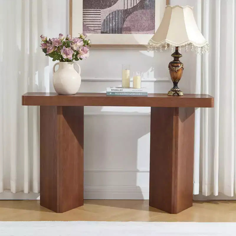 Bekrvio 50 Narrow Console Table, Slim Entryway & Sofa Table with Real Wood Veneer Top, Thickened Sturdy Modern Hallway Console