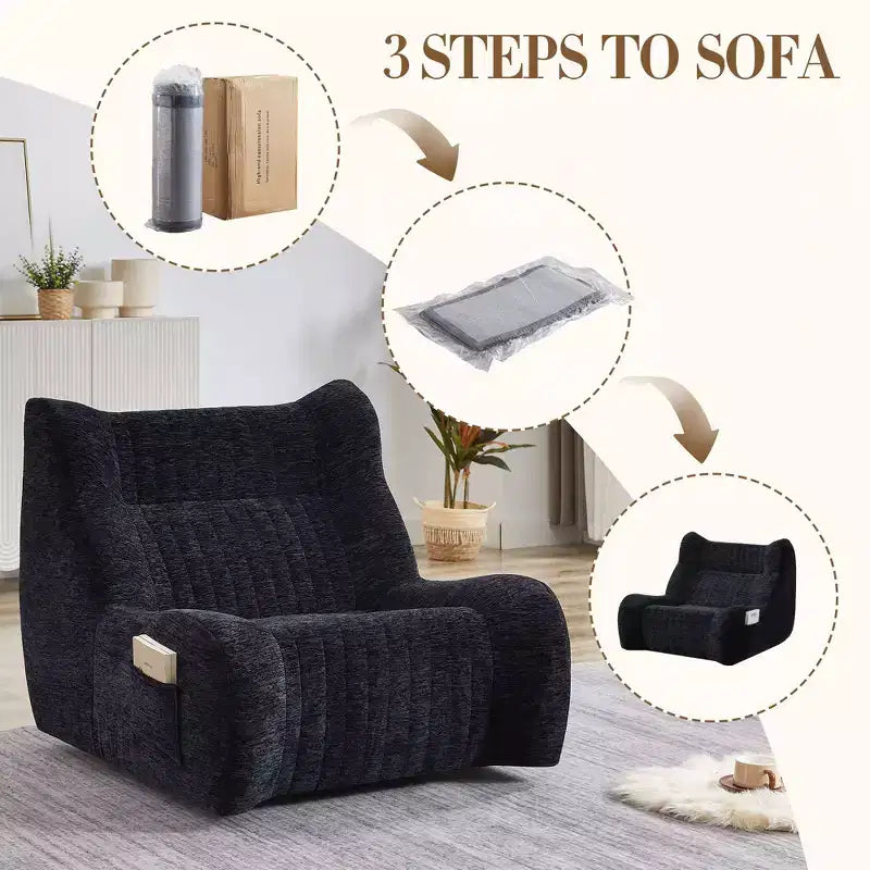 Homy Casa Bean Bag Chair for Adults with Armrests, Chenille Fabric & High-Resilience Foam