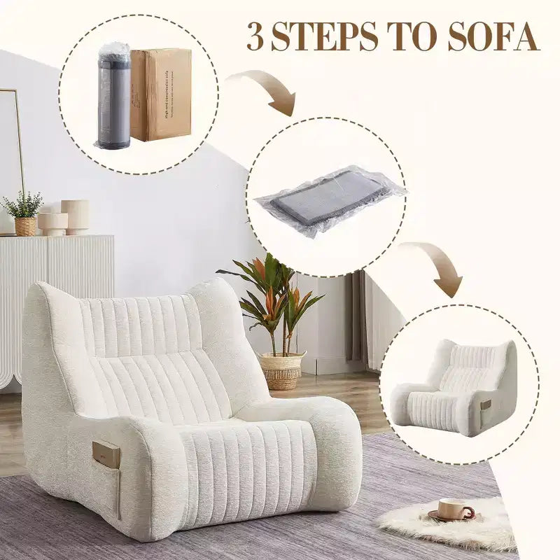 Homy Casa Bean Bag Chair for Adults with Armrests, Chenille Fabric & High-Resilience Foam