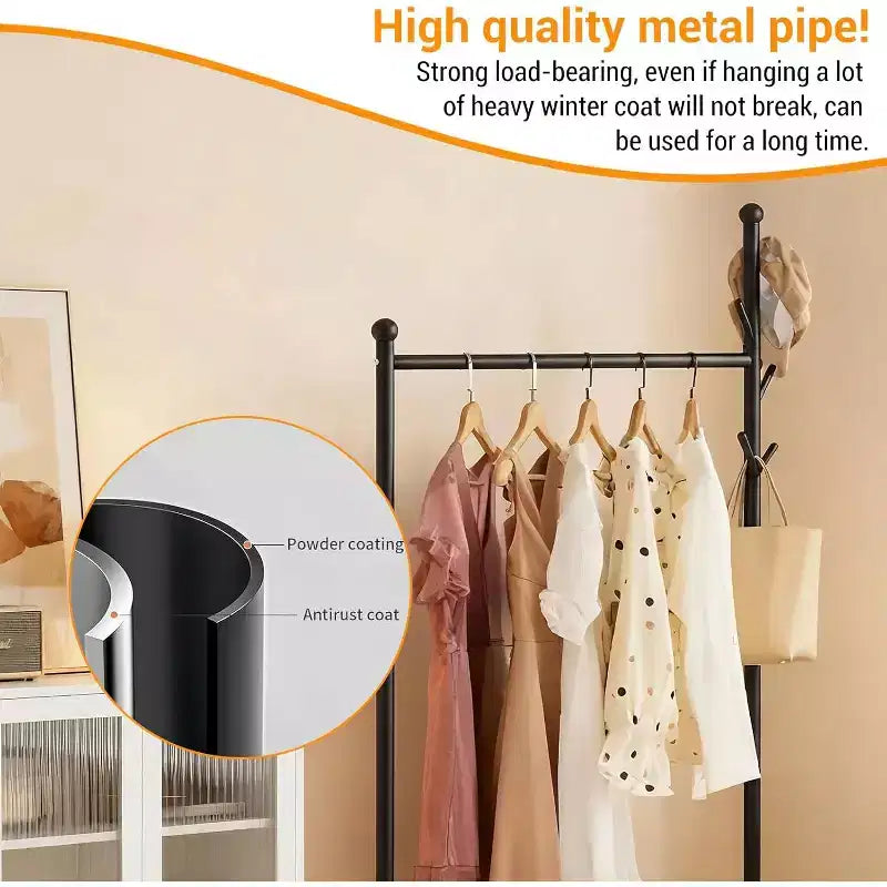 Metal Clothing Rack with Wheels, Rolling Clothes Racks for Hanging Clothes, Moveable Standing Garment Rack Clothes Hanger Racks for Small Space