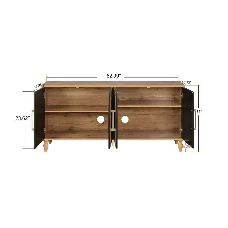 Kitchen Cabinet with 4 Carved Flower Doors, Decorative Sideboard Buffet Storage Cabinet for Dining Room, Living Room - Panipeachy
