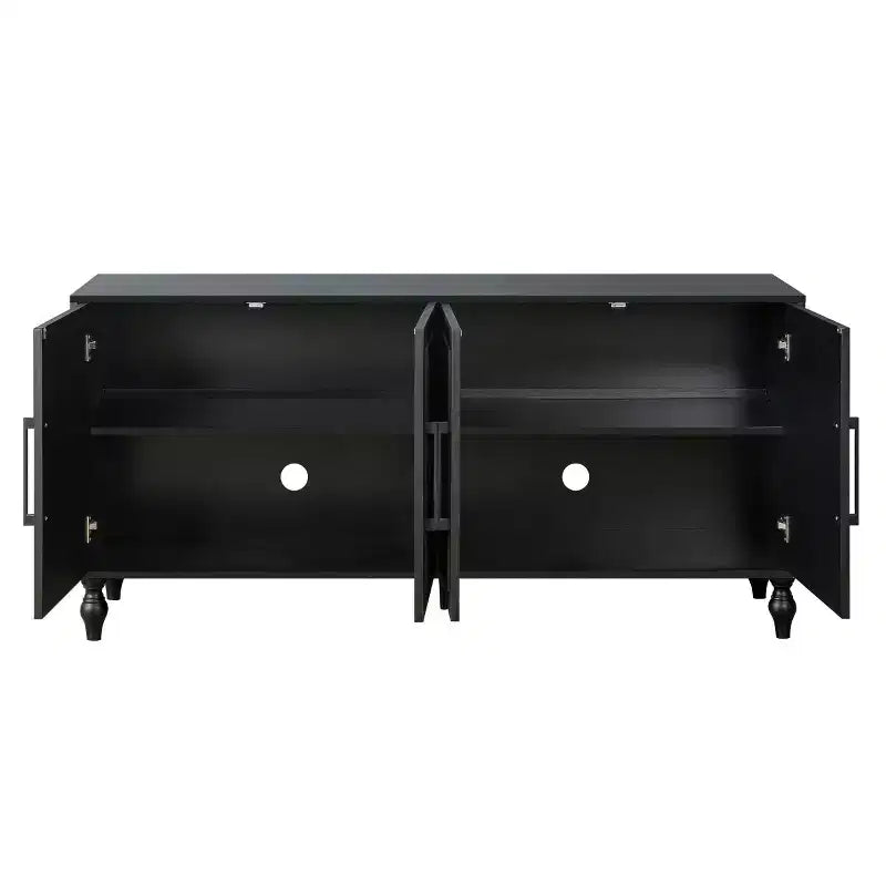 Kitchen Cabinet with 4 Carved Flower Doors, Decorative Sideboard Buffet Storage Cabinet for Dining Room, Living Room - Panipeachy