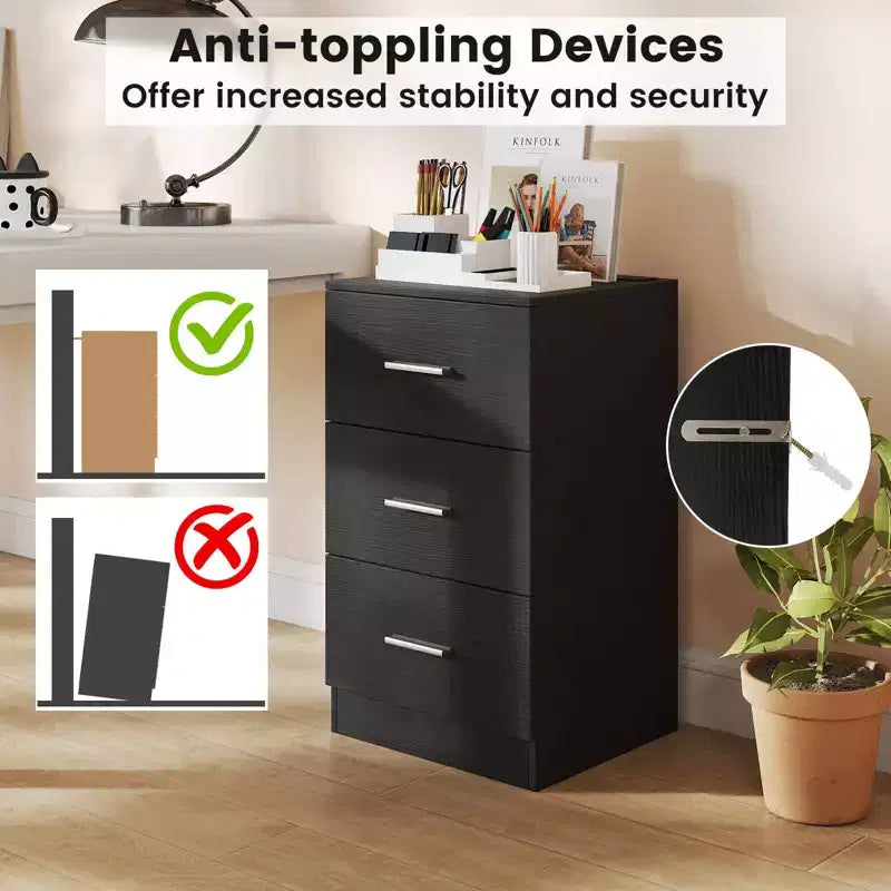Costway 1/2 PCS Nightstand with Charging Station, 3 Storage Drawers for Bedroom, Living Room White/Black/Natural