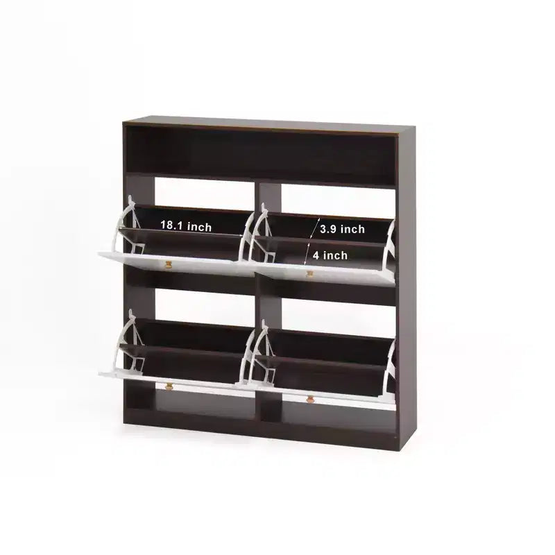 CLIHOME Freestanding Shoe Storage Cabinet with Anti-tip Fitting, Shoe Rack Organizer Cabinet with Wooden Handle