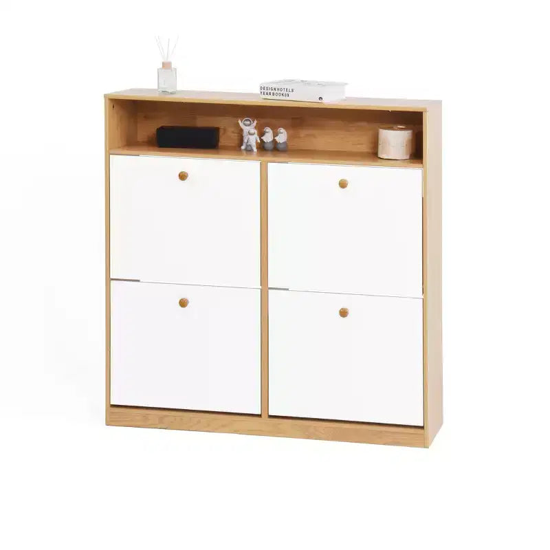 CLIHOME Freestanding Shoe Storage Cabinet with Anti-tip Fitting, Shoe Rack Organizer Cabinet with Wooden Handle