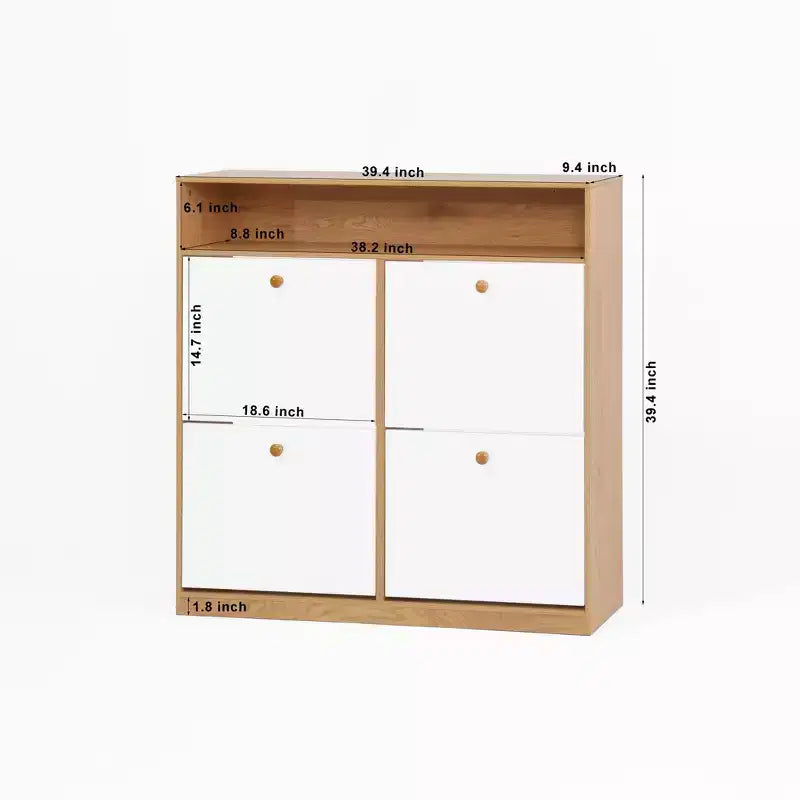 CLIHOME Freestanding Shoe Storage Cabinet with Anti-tip Fitting, Shoe Rack Organizer Cabinet with Wooden Handle