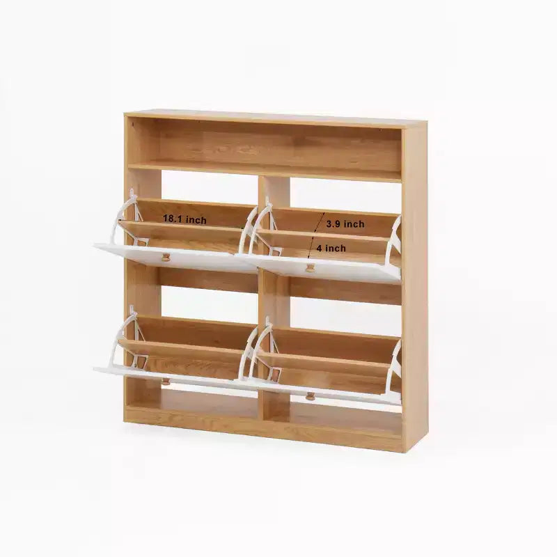 CLIHOME Freestanding Shoe Storage Cabinet with Anti-tip Fitting, Shoe Rack Organizer Cabinet with Wooden Handle