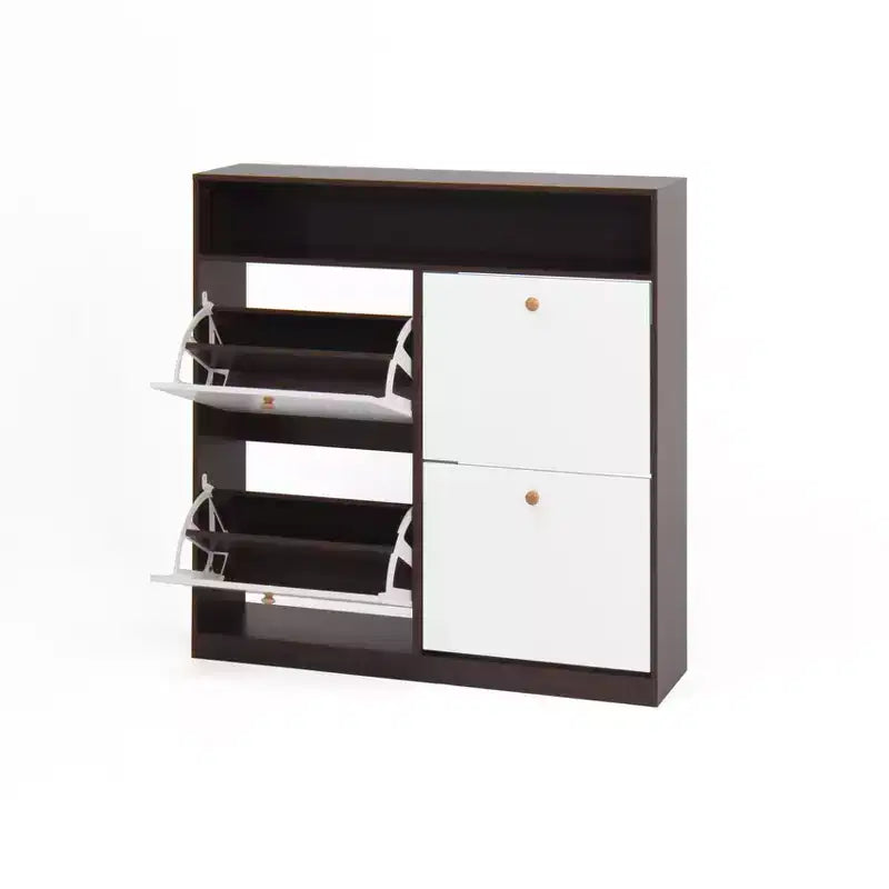 CLIHOME Freestanding Shoe Storage Cabinet with Anti-tip Fitting, Shoe Rack Organizer Cabinet with Wooden Handle