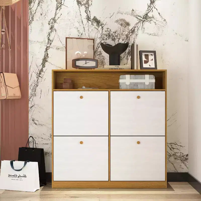 CLIHOME Freestanding Shoe Storage Cabinet with Anti-tip Fitting, Shoe Rack Organizer Cabinet with Wooden Handle