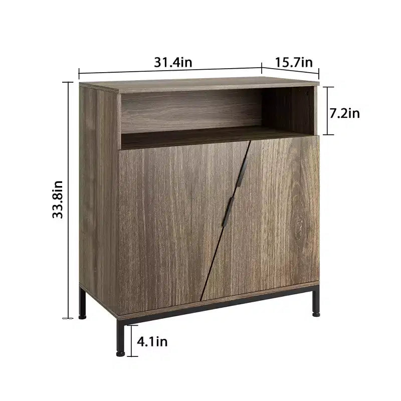 Sideboard Cabinet, Morden Wood Sideboard Buffet, Storage Cabinet with Oblique Door and Adjustable Shelves Brown