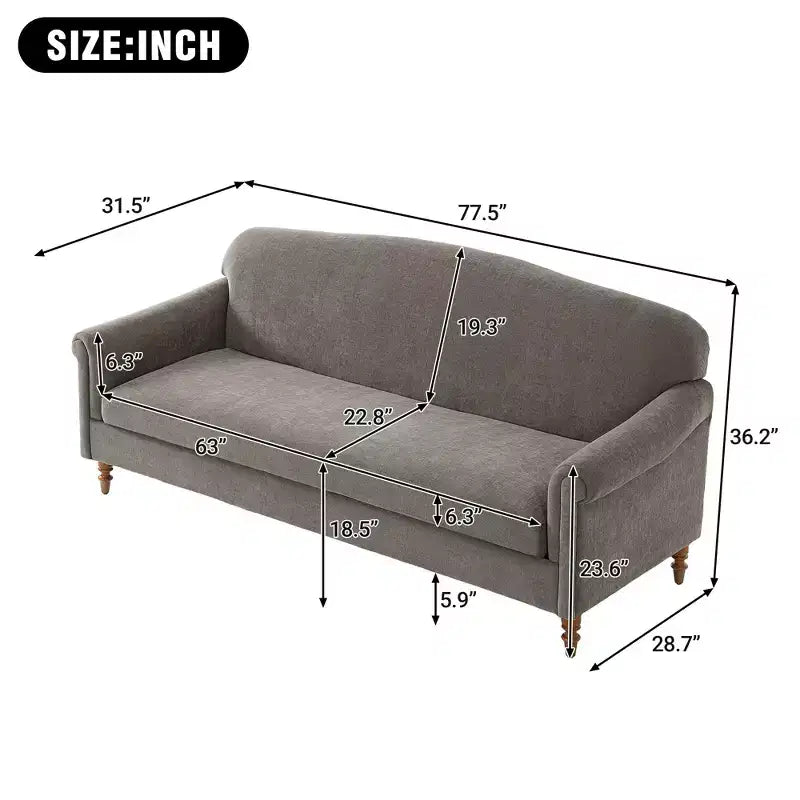 ModernLuxe Loveseat Sofa with Rolled Arms, Chenille Upholstered 2-Seater Sofa Couch with Deep Seating for Living Room/Small Spaces