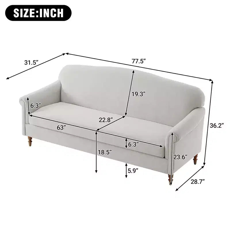 ModernLuxe Loveseat Sofa with Rolled Arms, Chenille Upholstered 2-Seater Sofa Couch with Deep Seating for Living Room/Small Spaces