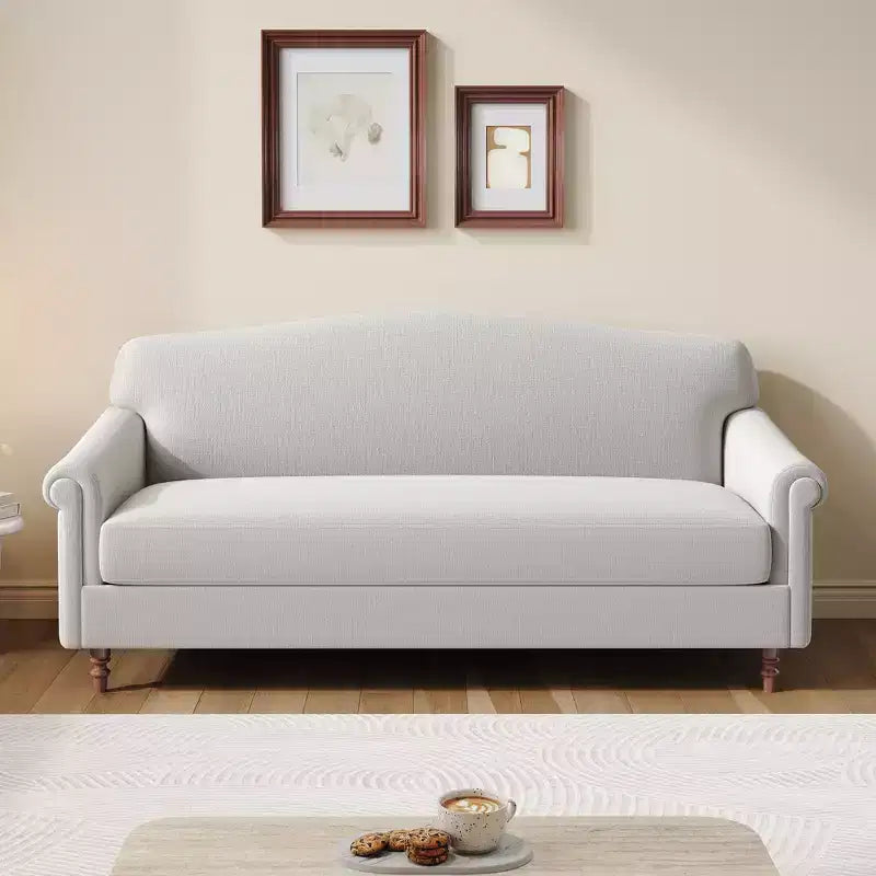 ModernLuxe Loveseat Sofa with Rolled Arms, Chenille Upholstered 2-Seater Sofa Couch with Deep Seating for Living Room/Small Spaces