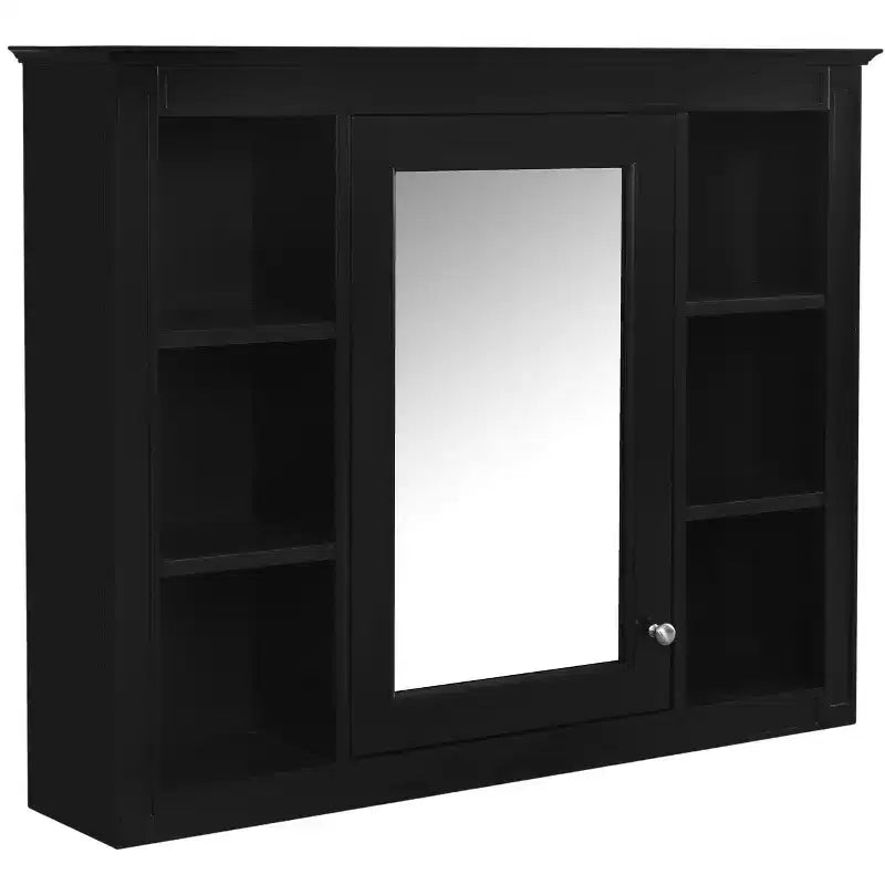 FAMYYT 35 in. W x 27.5 in. H Rectangular MDF Board Surface Mount Bathroom Medicine Cabinet with Mirror, Soft-Close Hinge