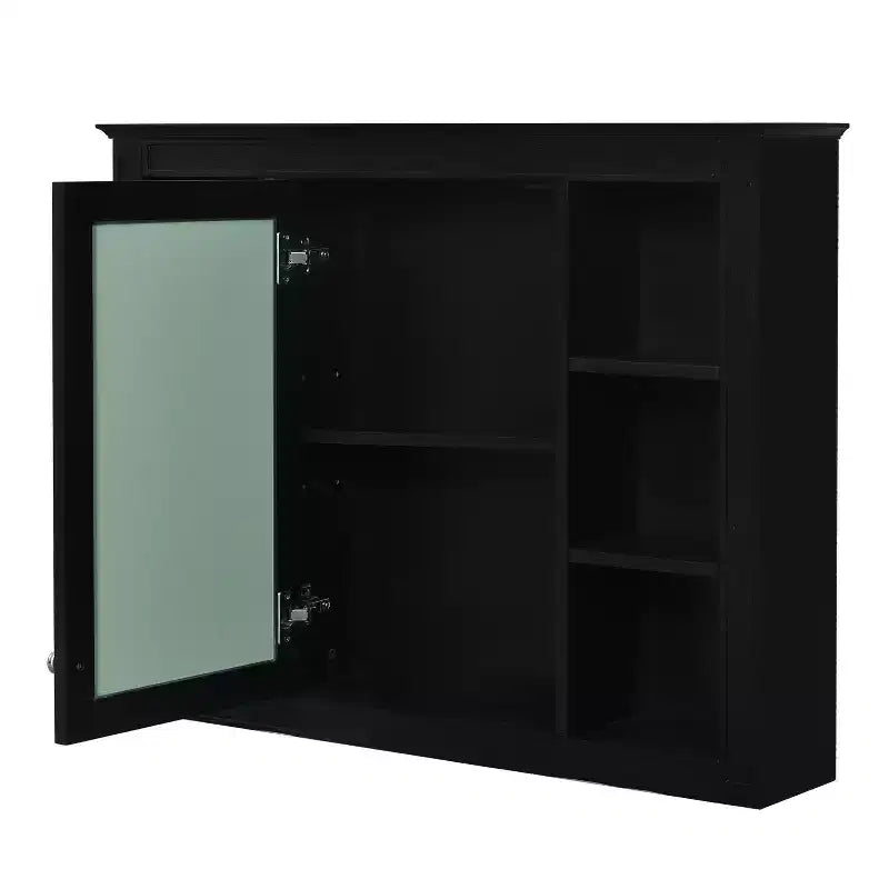 FAMYYT 35 in. W x 27.5 in. H Rectangular MDF Board Surface Mount Bathroom Medicine Cabinet with Mirror, Soft-Close Hinge
