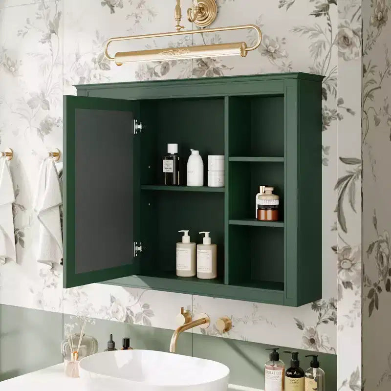 FAMYYT 35 in. W x 27.5 in. H Rectangular MDF Board Surface Mount Bathroom Medicine Cabinet with Mirror, Soft-Close Hinge