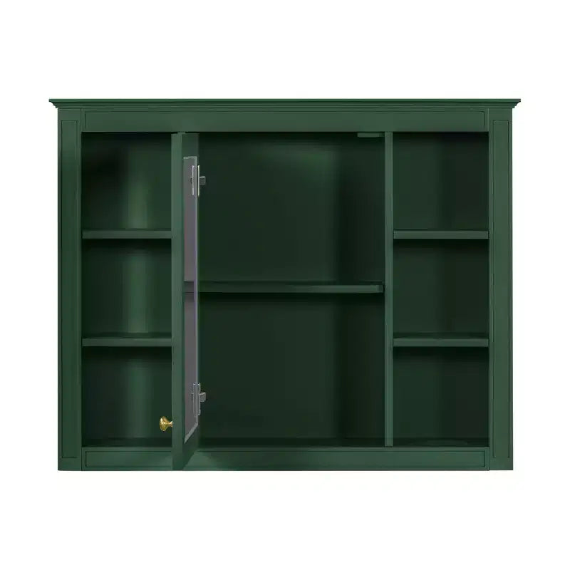 FAMYYT 35 in. W x 27.5 in. H Rectangular MDF Board Surface Mount Bathroom Medicine Cabinet with Mirror, Soft-Close Hinge