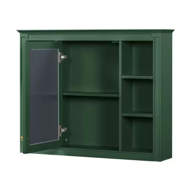 FAMYYT 35 in. W x 27.5 in. H Rectangular MDF Board Surface Mount Bathroom Medicine Cabinet with Mirror, Soft-Close Hinge