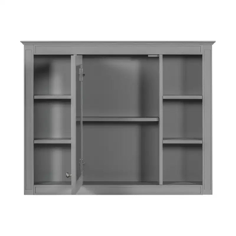 FAMYYT 35 in. W x 27.5 in. H Rectangular MDF Board Surface Mount Bathroom Medicine Cabinet with Mirror, Soft-Close Hinge