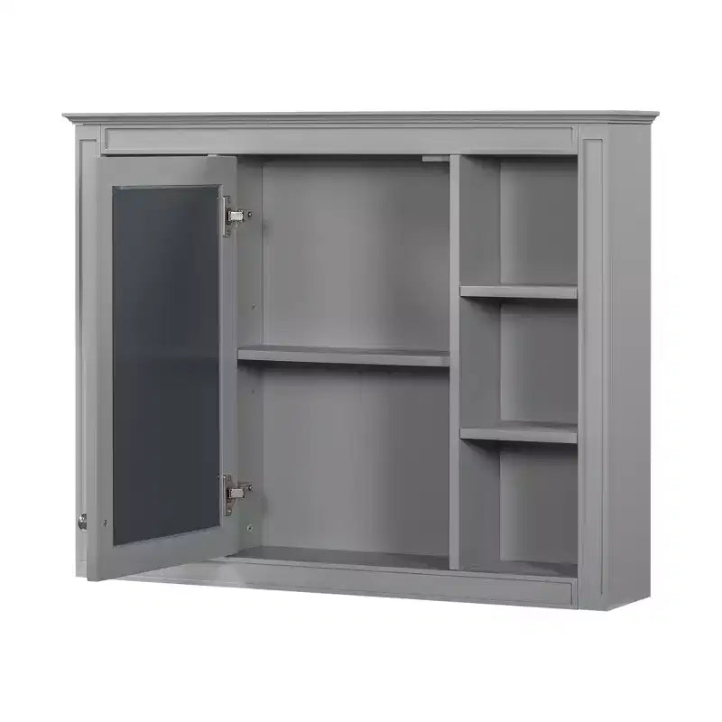 FAMYYT 35 in. W x 27.5 in. H Rectangular MDF Board Surface Mount Bathroom Medicine Cabinet with Mirror, Soft-Close Hinge