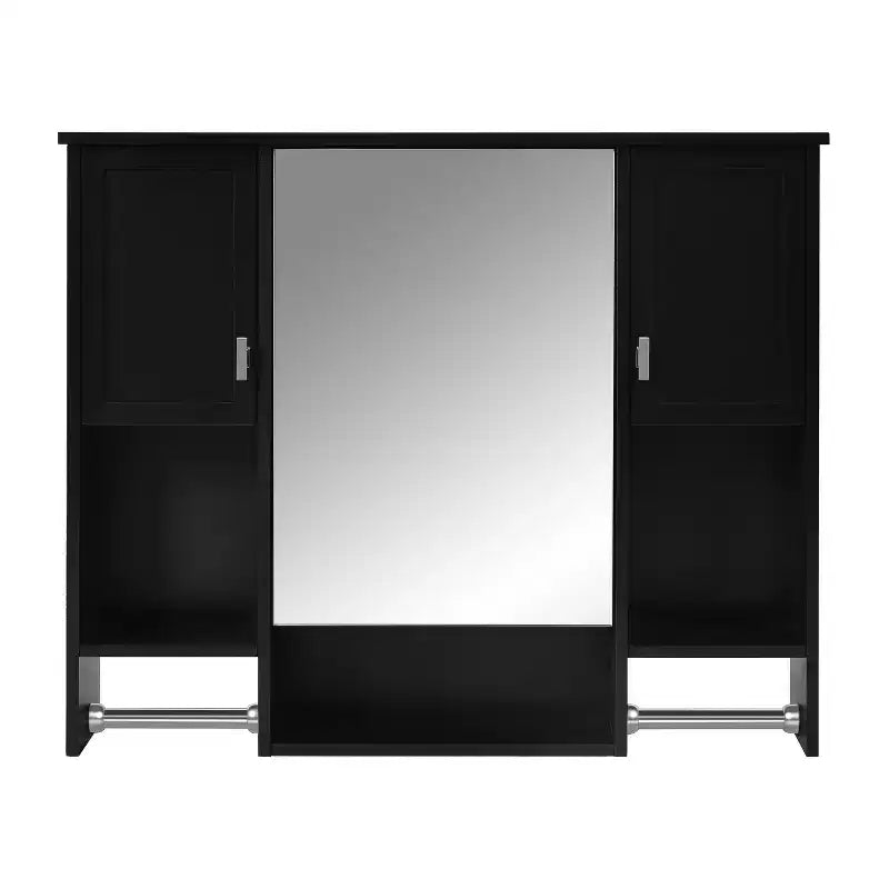 FAMYYT 35 in. W x 28 in. H Rectangular MDF Board Surface Mount Bathroom Medicine Cabinet with Mirror, Towels Bar