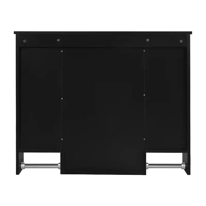 FAMYYT 35 in. W x 28 in. H Rectangular MDF Board Surface Mount Bathroom Medicine Cabinet with Mirror, Towels Bar