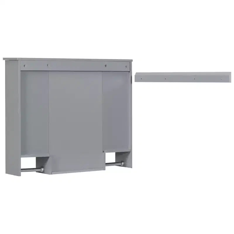FAMYYT 35 in. W x 28 in. H Rectangular MDF Board Surface Mount Bathroom Medicine Cabinet with Mirror, Towels Bar