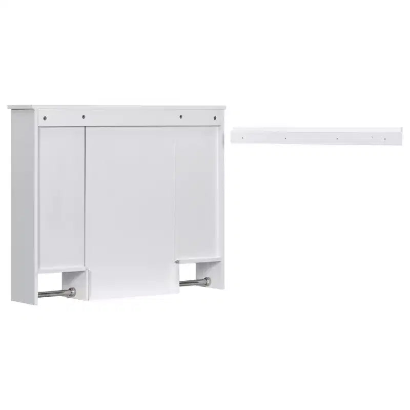 FAMYYT 35 in. W x 28 in. H Rectangular MDF Board Surface Mount Bathroom Medicine Cabinet with Mirror, Towels Bar