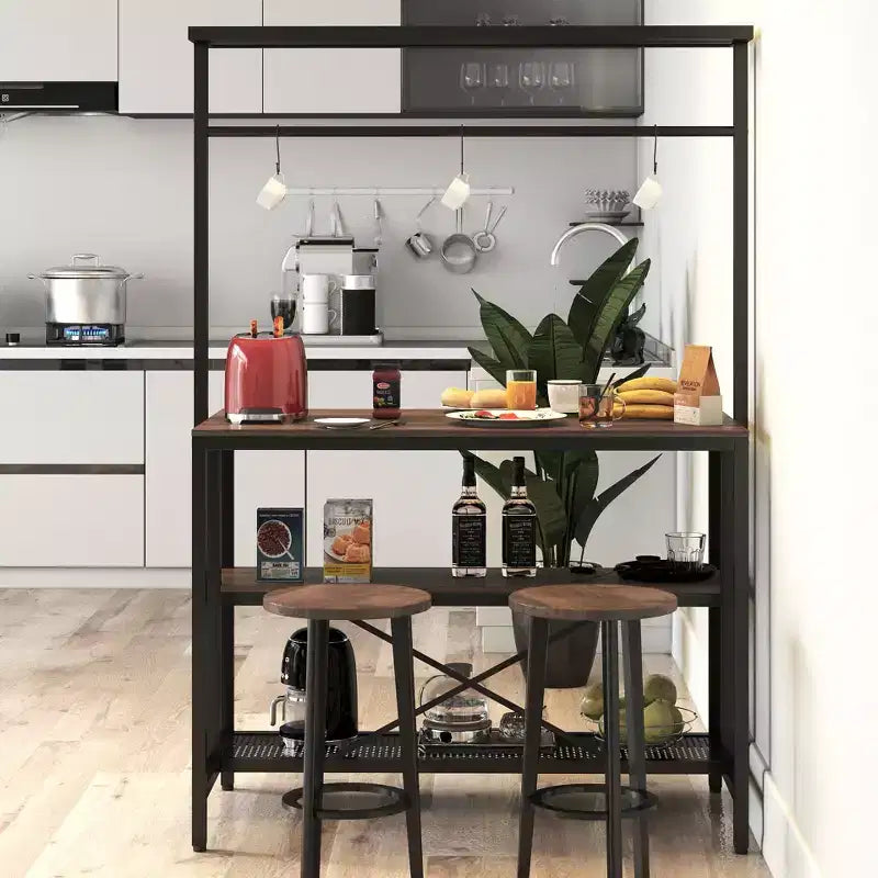 CLIHOME Kitchen Island, Bakers Rack, 3 Tier Microwave Stand Oven Shelf with Storage, Storage Shelf for Kitchen Dining Room Living Room