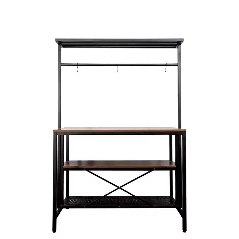 CLIHOME Kitchen Island, Bakers Rack, 3 Tier Microwave Stand Oven Shelf with Storage, Storage Shelf for Kitchen Dining Room Living Room