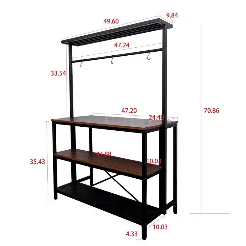 CLIHOME Kitchen Island, Bakers Rack, 3 Tier Microwave Stand Oven Shelf with Storage, Storage Shelf for Kitchen Dining Room Living Room