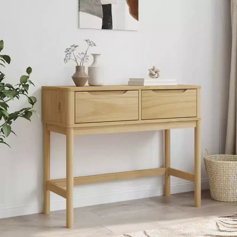vidaXL Console Table Storage Living Room Hallway Furniture Solid Wood Pine