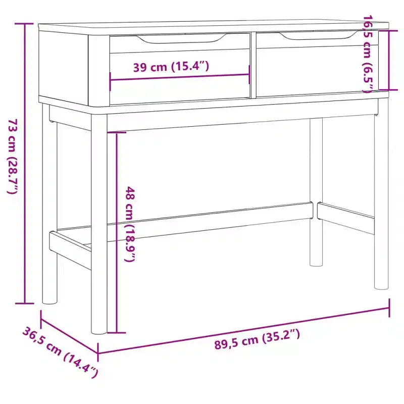 vidaXL Console Table Storage Living Room Hallway Furniture Solid Wood Pine