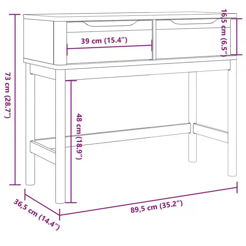 vidaXL Console Table Storage Living Room Hallway Furniture Solid Wood Pine