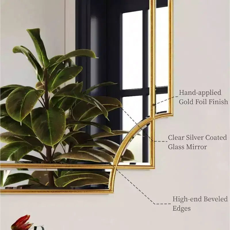 Gold Traditional Mirror Wall Art Decorative Beveled Full Length Mirror Home Decor Bathroom Living Room Bedroom Kitchen