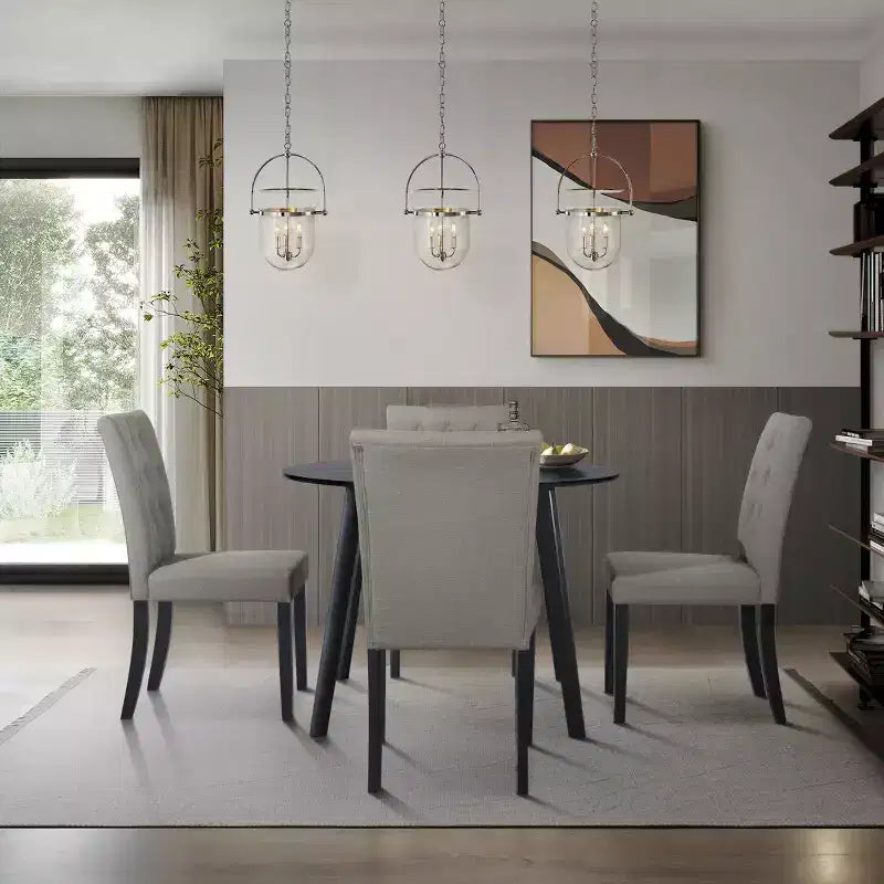 ChaletPosh 5 Pieces Dining Set with Linen Cover Dining Chair