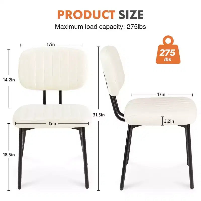 TUYOHW Mid Century Modern Dining Chairs Set of 2,Waterproof PU Leather Upholstered Kitchen Chairs with Metal Legs for Dining Room,Kitchen