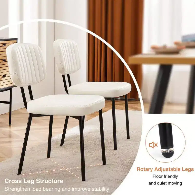 TUYOHW Mid Century Modern Dining Chairs Set of 2,Waterproof PU Leather Upholstered Kitchen Chairs with Metal Legs for Dining Room,Kitchen