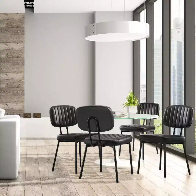 TUYOHW Mid Century Modern Dining Chairs Set of 2,Waterproof PU Leather Upholstered Kitchen Chairs with Metal Legs for Dining Room,Kitchen