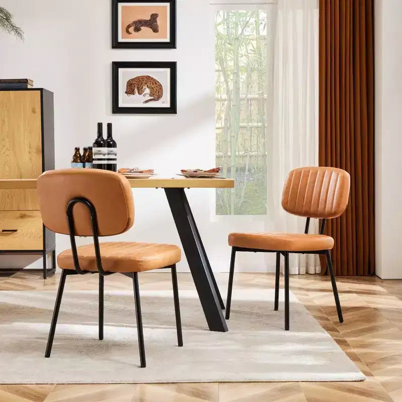 TUYOHW Mid Century Modern Dining Chairs Set of 2,Waterproof PU Leather Upholstered Kitchen Chairs with Metal Legs for Dining Room,Kitchen