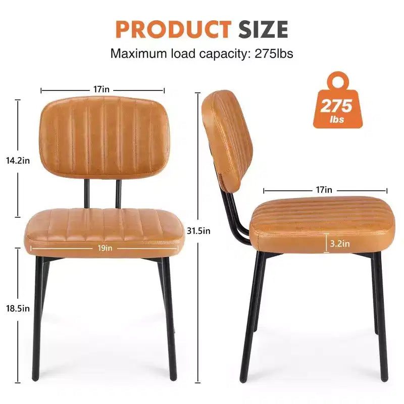 TUYOHW Mid Century Modern Dining Chairs Set of 2,Waterproof PU Leather Upholstered Kitchen Chairs with Metal Legs for Dining Room,Kitchen