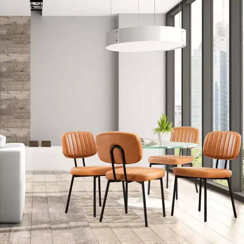 TUYOHW Mid Century Modern Dining Chairs Set of 2,Waterproof PU Leather Upholstered Kitchen Chairs with Metal Legs for Dining Room,Kitchen